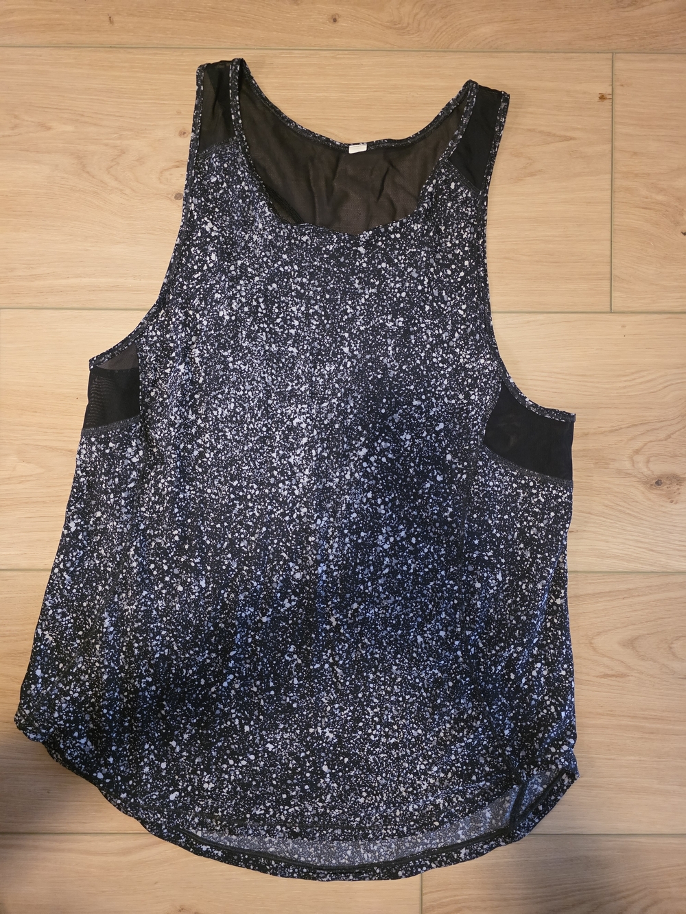 lululemon Black and White Speckled Mesh-Panel Tank Top